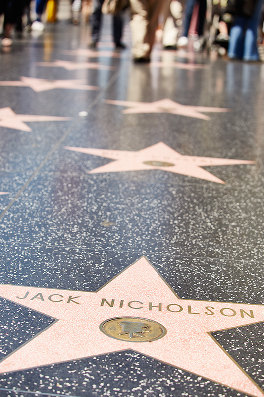 Jack Nicholson star Hollywood Walk of Fame. Celebrity star, Hollywood attraction, Walk of Fame.