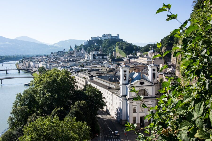 Austria Alpine Splendor Guided Tour In the distance Salzburg Austria-Historic Centre
