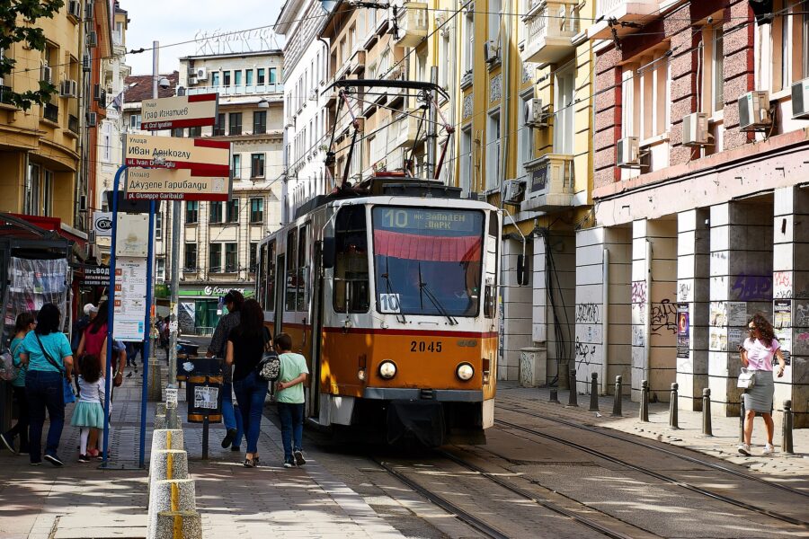 Sofia & Plovdiv Guided Tour. Sofia Bulgaria Tram Catenary Rail Train