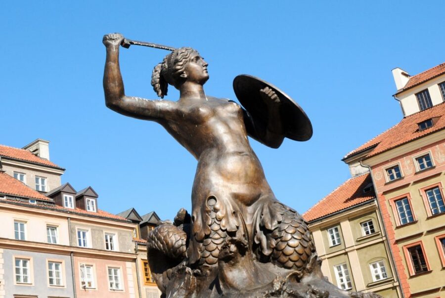 Warsaw Mermaid-statue-symbol-of-warsaw