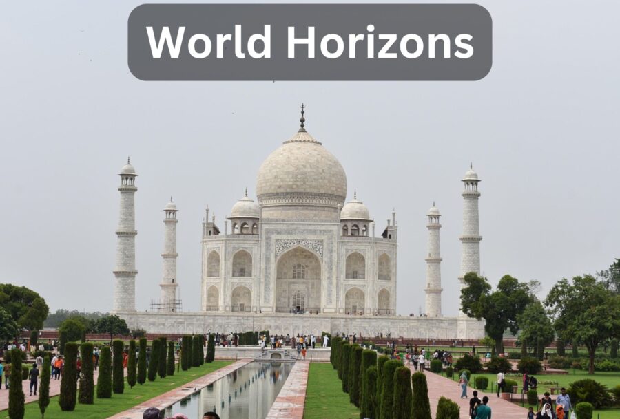 The majestic Taj Mahal, a white marble mausoleum in Agra, India. Iconic symbol of love and a top travel destination.